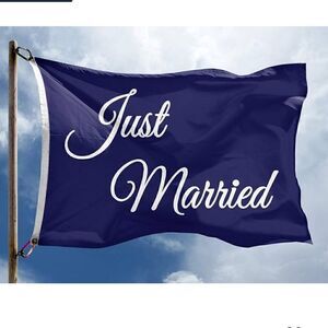 3x5 ft Just Married Flag: 100 Polyester Banner, Brass Grommets & Strong canvas